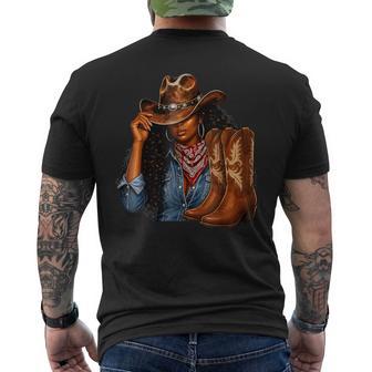 Melanin Cowgirl Afro Western Boots Rodeo Men's T-shirt Back Print | Seseable UK