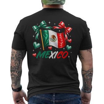 Mexican Flag Coquette Bow Mexico Hispanic Heritage Month Men's T-shirt Back Print - Thegiftio UK
