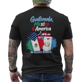 Mexican Guatemalan American Flag Idea Hispanic Heritage Men's T-shirt Back Print - Thegiftio UK