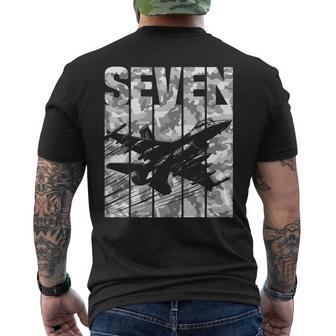 Military Fighter Jet Camo Seven Year Old Boys 7Th Birthday Men's T-shirt Back Print - Thegiftio UK