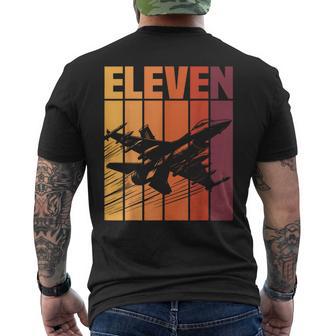 Military Fighter Jet Retro Eleven Year Old Boy 11Th Birthday Men's T-shirt Back Print - Thegiftio UK