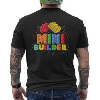Mini Builder Kids Block Building Brick Builder Men's T-shirt Back Print - Monsterry