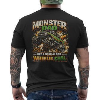 Monster Truck Dad Wheelie Cool Dad Off-Road Truck Love Men's T-shirt Back Print - Monsterry