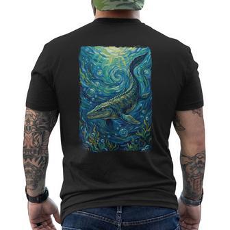 Mosasaurus Starry Night Mosasaur Men's T-shirt Back Print - Thegiftio UK