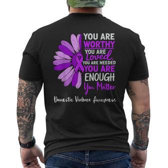 Motivational Domestic Violence Awareness Ribbon Purple Men's T-shirt Back Print | Seseable UK