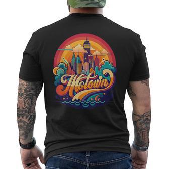 Motown Detroit City Skyline Vintage Inspired 70S Lovers Men's T-shirt Back Print - Thegiftio UK