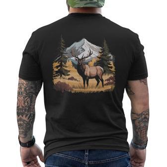 Mountain Elk Wildlife Scene – Nature Outdoor Hunting Men's T-shirt Back Print - Thegiftio UK