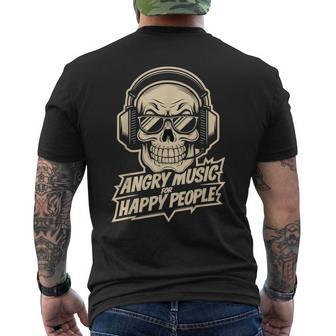 Música Enojada Para Gente Feliz Metalera Camiseta Hombre Estampado Espalda - Regaloses