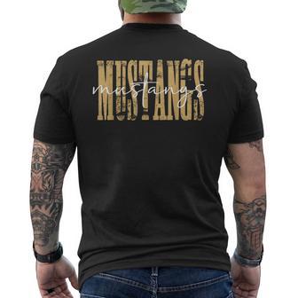 Mustangs Distressed School Spirit Gold Mustang Pride Men's T-shirt Back Print - Thegiftio UK