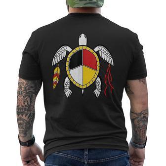 Native American Medicine Wheel Indigenous Turtle Spirit Men's T-shirt Back Print - Thegiftio UK