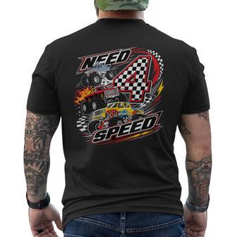 Need 4 Speed Racing Monster Truck 4 Years Old 4Th Birthday Men's T-shirt Back Print - Thegiftio UK
