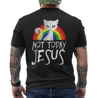 Nicht Heute Jesus Anti Christatan Katzen Atheist T-Shirt mit Rückendruck - Geschenkecke