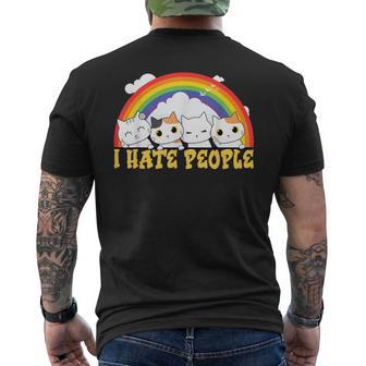 Niedliche Katze Regenbogen – I Hate People T-Shirt mit Rückendruck - Geschenkecke