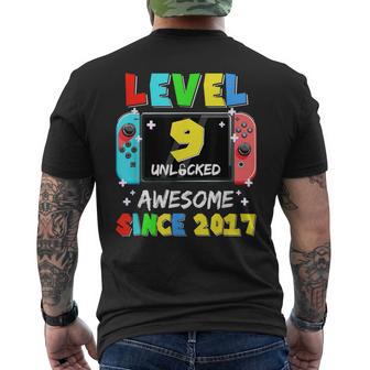 Nivel 9 Desbloqueado Impresionante Desde 2017 Gaming Noveno Cumpleaños Camiseta Hombre Estampado Espalda - Regaloses