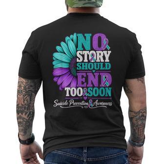 No Story Should End Too Soon Suicide Prevention Awareness Men's T-shirt Back Print | Seseable UK