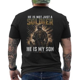 He Is Not Just A Soldier He Is My Son Us Army Men's T-shirt Back Print - Thegiftio UK