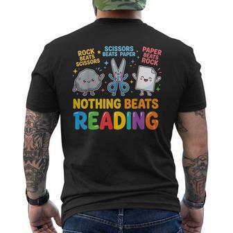 Nothing Beats Reading Rock Paper Scissors Reading Month Men's T-shirt Back Print | Seseable UK
