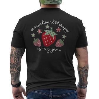 Occupational Therapy Is My Jam Patchwork Strawberry Ot Cota Men's T-shirt Back Print - Thegiftio UK
