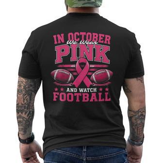 In October We Wear Pink Breast Cancer Awareness Football Men's T-shirt Back Print | Seseable UK