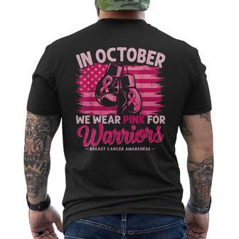 In October We Wear Pink Breast Cancer Awareness For Warriors Men's T-shirt Back Print - Thegiftio UK