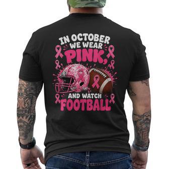 In October We Wear Pink Football Breast Cancer Awareness Men's T-shirt Back Print | Seseable UK