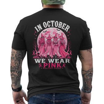 In October We Wear Pink Halloween Breast Cancer Awareness Men's T-shirt Back Print - Thegiftio UK