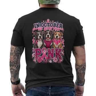 In October We Wear Pink Pitbull Breast Cancer Awareness Men's T-shirt Back Print - Thegiftio UK