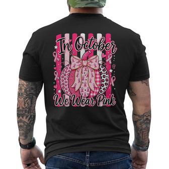 In October We Wear Pink Pumpkin Leopard Print Breast Cancer Men's T-shirt Back Print - Thegiftio UK