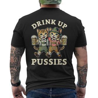 Oktoberfest Cat German Beer Fest Drink Up Pussies Men's T-shirt Back Print - Thegiftio UK