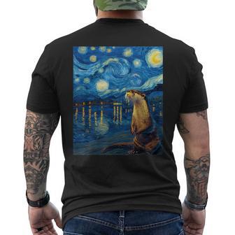 Otter Van Gogh Style Starry Night Graphic Men's T-shirt Back Print - Thegiftio UK