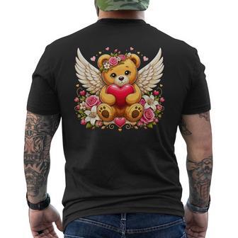 Ours En Peluche Avec Roses En Forme D'ange T-shirt imprimé au dos - Cadeauxyz