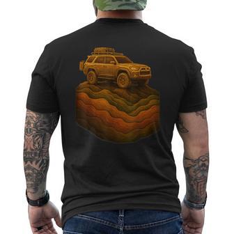 Overland Atlas Retro Runner Tracks 4X4 Offload Camping Men's T-shirt Back Print - Thegiftio UK