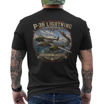 P-38 Lightning Ww2 Vintage Warbird Aviation Airplane Men's T-shirt Back Print - Thegiftio UK