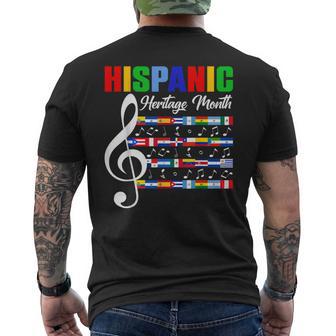 Hispanic Heritage Month Music Note All Latin Countries Flags Men's T-shirt Back Print - Thegiftio UK