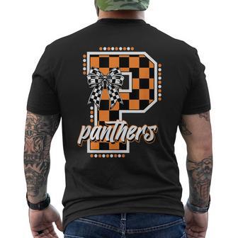 Panthers Checkered Print Orange Panther Pride School Spirit Men's T-shirt Back Print - Thegiftio UK