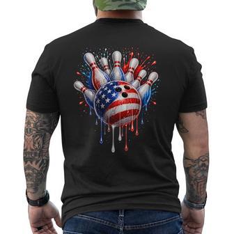 Patriotic Bowling Ball Pins Usa Flag 4Th Of July Bowler Men's T-shirt Back Print | Seseable UK