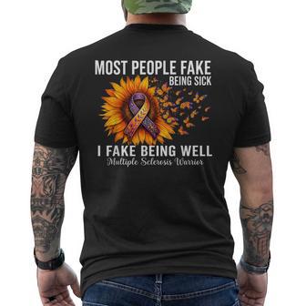 Most People Fake Being Sick I Fake Being Well Ms Warrior Men's T-shirt Back Print - Thegiftio UK