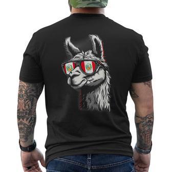 Pérou Alpaga Portrait Lunettes Deoleil Drapeau Péruvien Fierté Péruvienne T-shirt imprimé au dos - Cadeauxyz