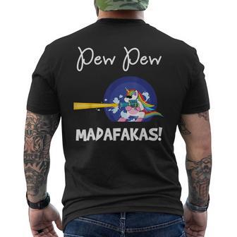 Pew Madafakas Lustiges Fantasy-Einhorn Mit Gun T-Shirt mit Rückendruck - Geschenkecke