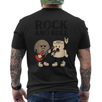 Piedra De Rock And Roll Y Papel Higiénico Músico Divertido Camiseta Hombre Estampado Espalda - Regaloses