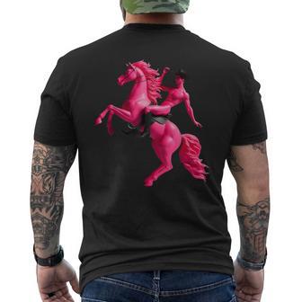 Pink Vampire Cowboy Riding Pony Weird Nude Surreal Humor Men's T-shirt Back Print - Thegiftio UK