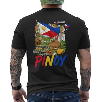 Pinoy Filipino Cultural Outfit Idea For Kids Philippine Flag Men's T-shirt Back Print - Thegiftio UK