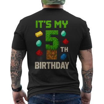 Pixelated 5Th Birthday Blocky Gamer Party Men's T-shirt Back Print - Thegiftio UK