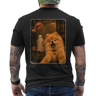 Pomeranian Dog Ghost Selfie Boo Balloon Halloween Costume Men's T-shirt Back Print - Thegiftio UK