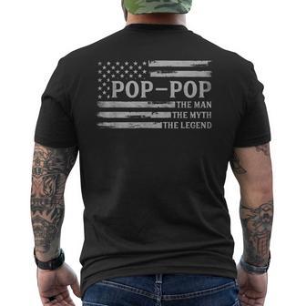 Pop-Pop Man Myth Legend Grey Usa Flag Father's Day Grandpa Men's T-shirt Back Print - Thegiftio UK