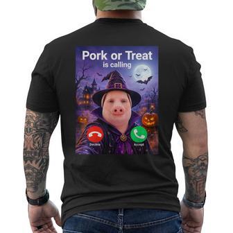 Pork Or Treat Is Calling Brainrot John Pork Halloween Men's T-shirt Back Print - Thegiftio UK