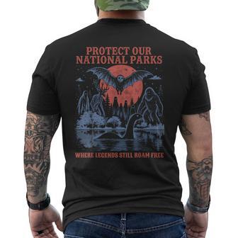 Protect Our National Parks Cryptid Mothman Bigfoot Nessie Men's T-shirt Back Print - Thegiftio UK