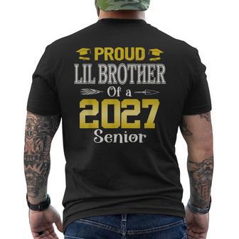 Proud Lil Brother Of A 2027 Senior Class Of 2027 Graduation Men's T-shirt Back Print - Thegiftio UK