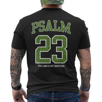 Psalm 23 The Lord Is My Shepherd Jersey Green Pastures Men's T-shirt Back Print - Monsterry