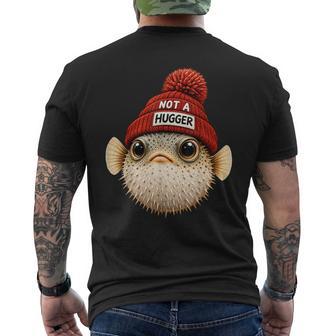 Pufferfish Red Beanie Not A Hugger Aquarium Keepers Men's T-shirt Back Print - Thegiftio UK